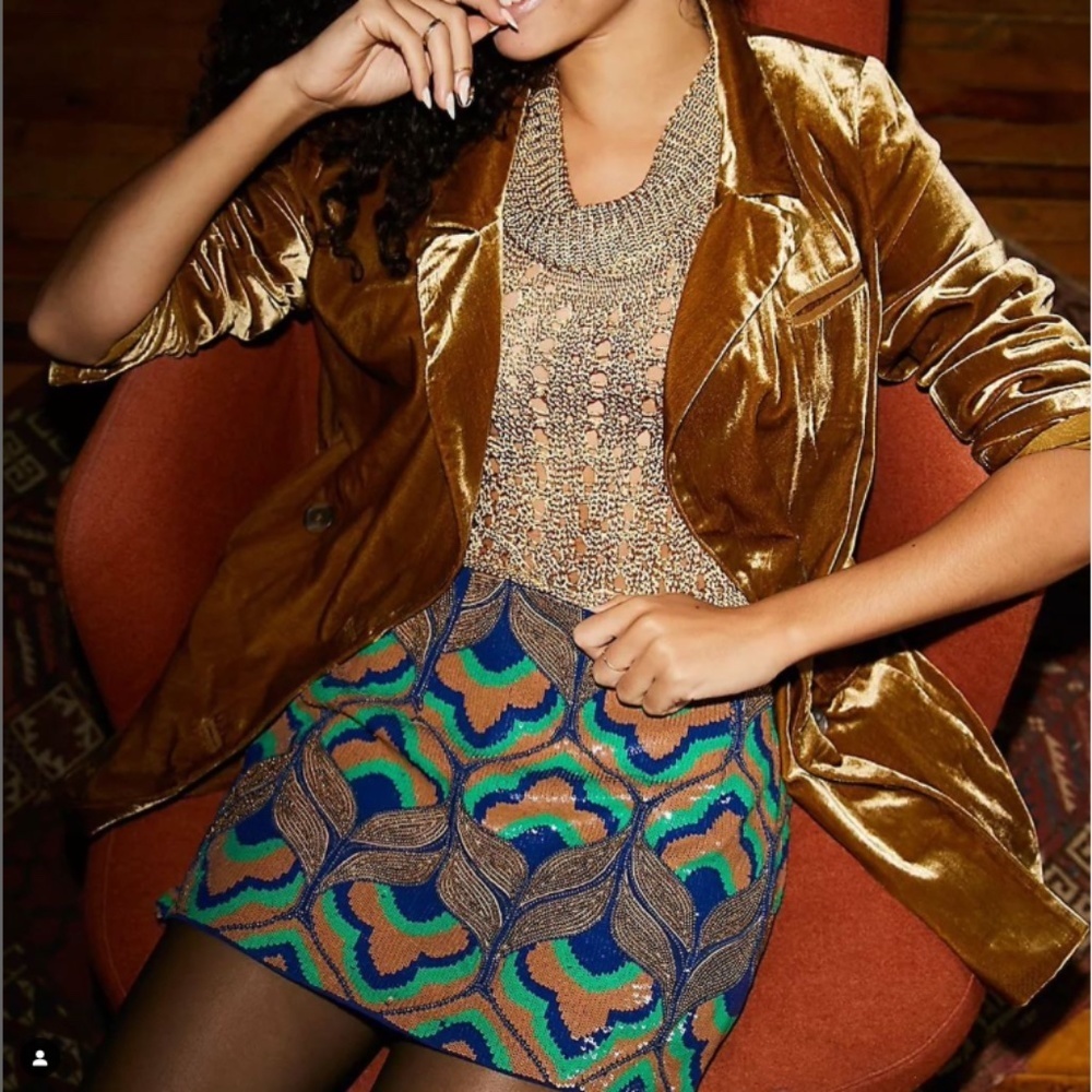 Free People Ollari Hand-Embellished Sequin Skirt